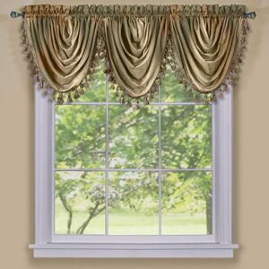 GoodGram Royal Ombre Curshed Semi Sheer 3 Pack Tassled Window Valances - 46